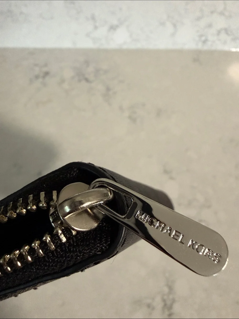 Michael Kors Black Compact Saffiano Zip Card and Bills Wallet- never used